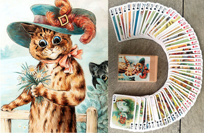Playing Cards (Poker Deck 54 Cards) Secret Life of Cats Vintage Art by Wain 096