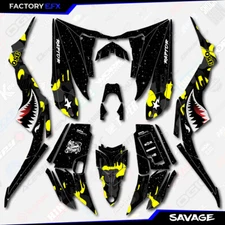 Black Yellow Savage Camo Racing Graphics kit fits Yamaha Raptor 350 04-13 decals