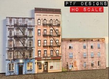 HO Scale Apartment 1 Combo Building Flat / Front WITH LEDS   - 3D Background