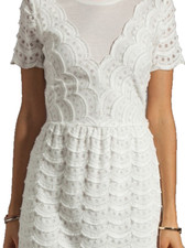 BNWT MARC BY MARC JACOBS White Scallop Tier Lace Dress Marshmallow XS,0,2 $398