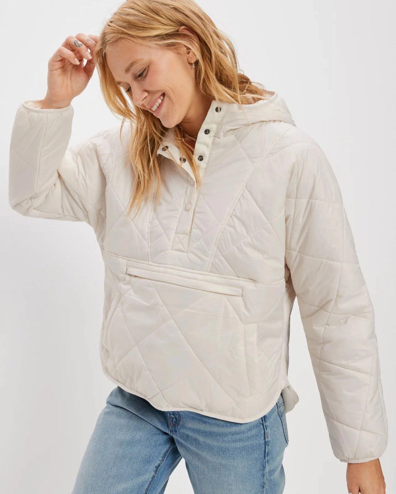 OFF WHITE American Eagle Off White Pullover Puffer Jacket taglia S us intime ottimeioni