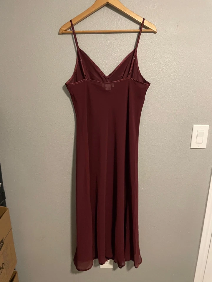 Vestido sin Mangas Jones New York Para Mujer Talla Grande Granate Babydoll Borde Satinado Hada Y2K Foto 3 de 4