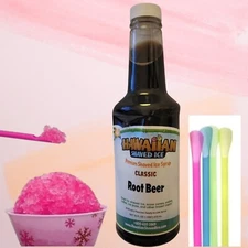 Hawaiian Shaved Ice Snow Cone Syrup ROOT BEER 16oz. Frozen Slushies (1 Bottle)