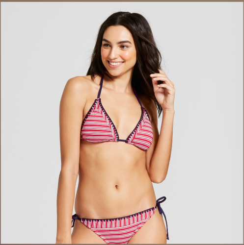 Striped Shell Stitch Triangle Bikini 