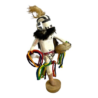 Vintage Hopi Hoop Dancer Kachina Puppe Handarbeit 8'' groß einzigartig Volkskunst SIEHE
