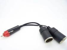 12V-24V Single to Double Dual Twin Car Cigarette Lead Cable Creates 2 Ports NEW
