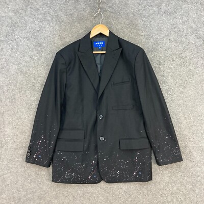 NEW Ader Error Jacket Mens 3 Large Black Sports Coat Splatter Streetwear A3301