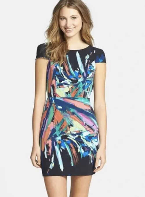 Maia Splatter Print Open Back Crepe De Chine Shea… - image 1