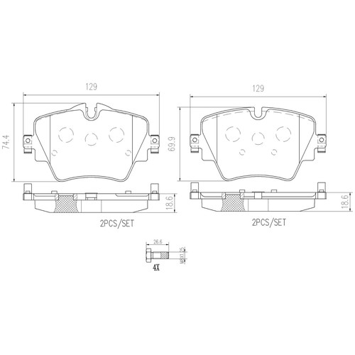 Juego de pastillas de freno de disco cerámicas delanteras Brembo P06093N para BMW 330i 2019-22 / 16-21 X1 - Imagen 2 de 14
