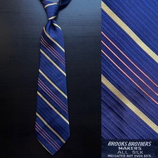 Brooks Brothers Striped Dark Blue Navy Silk Tie EUC VTG 1970s Prep Ivy Trad Wide