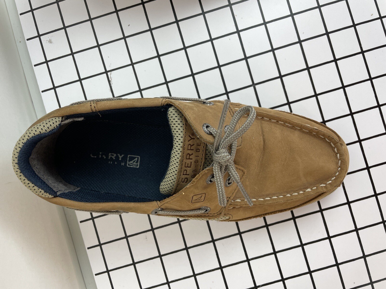 Tan Leather Sperry Top Slider Lanyard Boys Boat Shoes Size 5 eBay