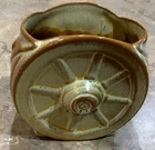 VINTAGE FRANKOMA WAGON WHEEL VASE PRAIRIE GREEN 3 1/2"