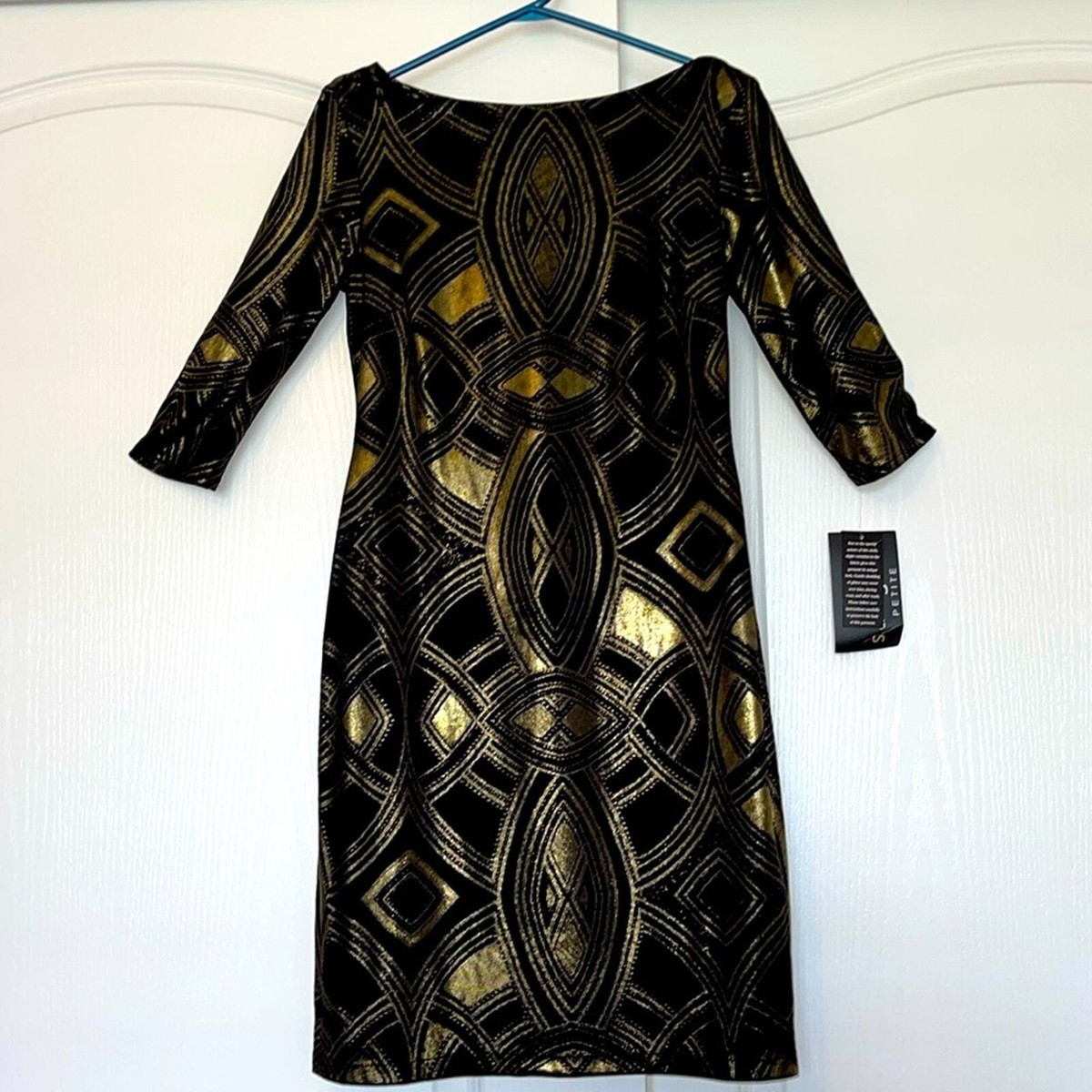 Sangria Petite Black and Gold Cocktail Dress 4P | eBay