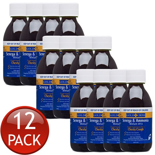 12 x Gold Cross Senega & Ammonia Chesty Throat Relief Cough Liquid