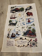 New Hampshire State Map Tea Towel Kay Dee Designs Landmarks Covered Bridge New