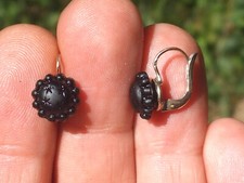 BELLES BOUCLES D'OREILLES DORMEUSES ANCIENNES 1900 en ARGENT / VERMEIL ROSE