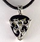 TRIBAL FLAME GUITAR PICK HOLDER 925 STERLING SILVER MENS PENDANT FOR NECKLACE