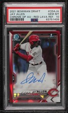 2021 Bowman Draft Chrome Pick Red Lava Refractor 1/5 Jay Allen PSA 10 Auto sc8