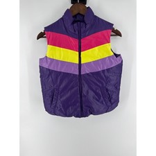 The Childrens Place Puffer Vest Girls M 7 8 Stripes Rhinestones Reversible