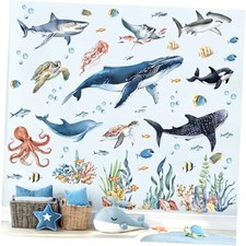 Under The Sea Wall Decals Ocean Animal Sea Turtle Seaweed Whale Wall Fish