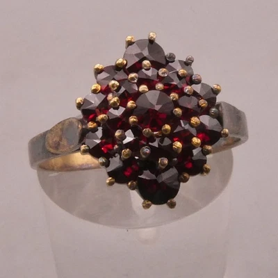Ring Silber 900 vergoldet Prachtstück von einem Trachtenring mit Granat - Bild 1 von 4