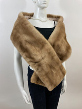 Beautiful  Soft Pastel Brown Mink Fur Stole Wrap Shawl - New Lining - Vintage