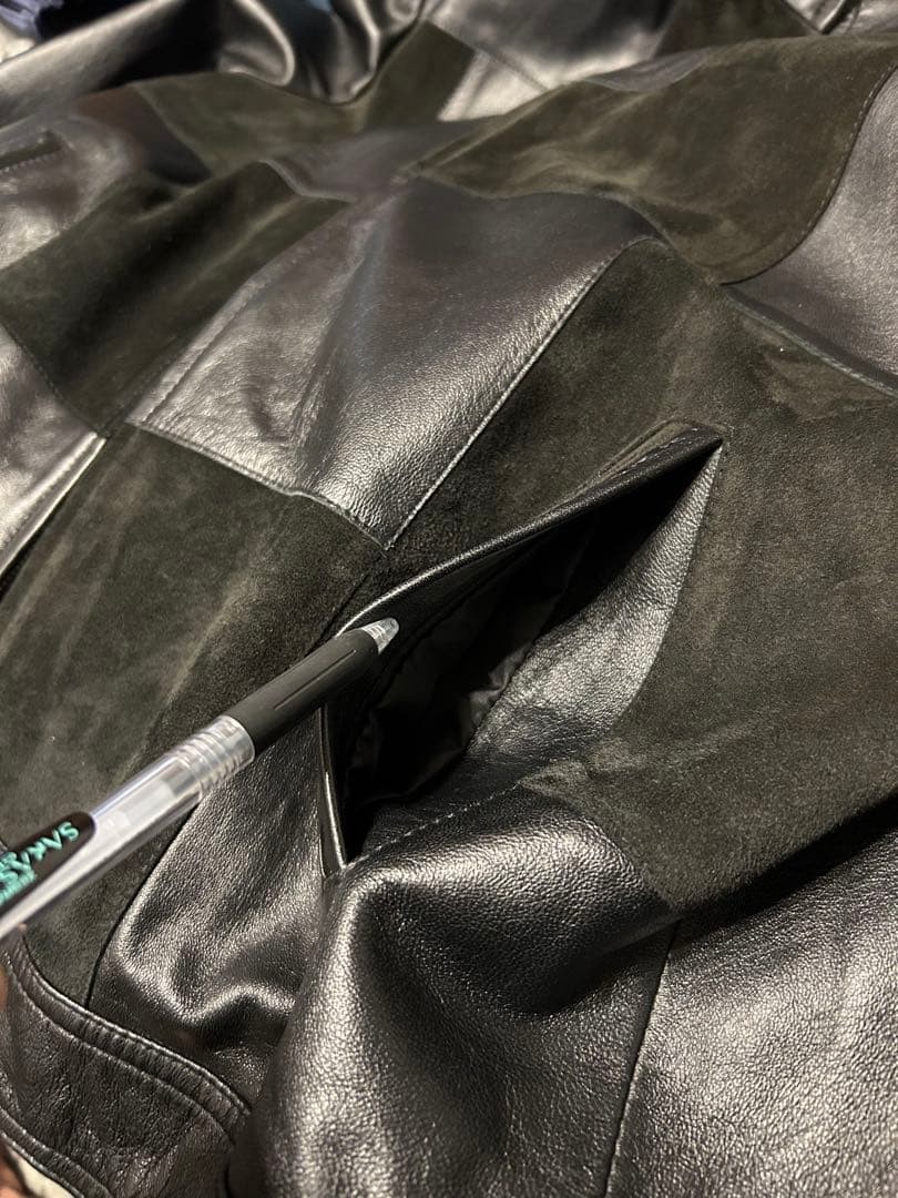 OHTLANCCI Leather Jacket Patchwork Black Genuine … - image 12