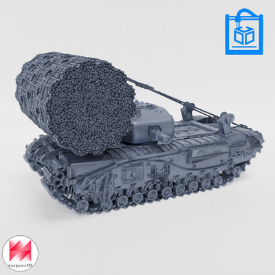 Churchill Mk.IV Fascine Carrier Model 3D Print Multiple Scales 1:35-1:16