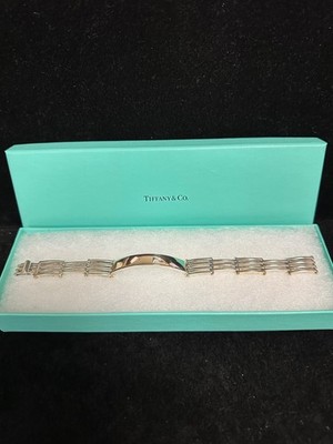 Tiffany & Co Sterling 18K Tor Link ID Armband etwas mehr als 8 Zoll