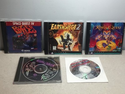 Lot of 5 PC CD-Rom Games Sierra Earthseige 2 Space Quest IV Kings Quest VII MORE