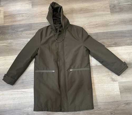 Andrew Marc Men's Mac Style Jacket Sz M Olive Green Removable Hood Gorpcore image 2