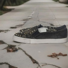 Betsey Johnson Aime Studded Canvas Sneakers Shoes Women's Sz 8
