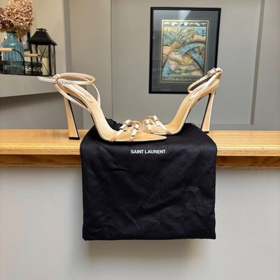 Saint Laurent Heels Grippy Light Beige Heel Sandals - New - Authentic - $1100USD