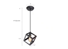 LNC Modern Industrial Matte Black Square Pendant 1-Light Minimalist Chandelier