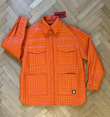 HUGO BOSS Damen Steppjacke Orange XS Knopfverschluss, Kragen,  Polyester