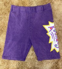Retro Style Nickelodeon Rugrats Purple Biker Shorts Elastic Waist Sz Juniors XL