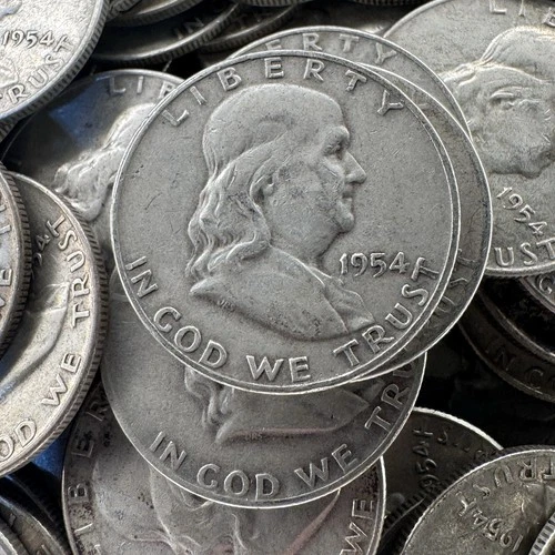 [Lot of] 1954 Franklin Half Dollar Coins; 90% Silver; Choose Qty