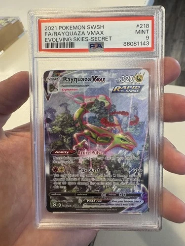 2021 Pokémon Rayquaza VMAX 218 Alt Art Secret Rare SWSH Evolving Skies PSA 9