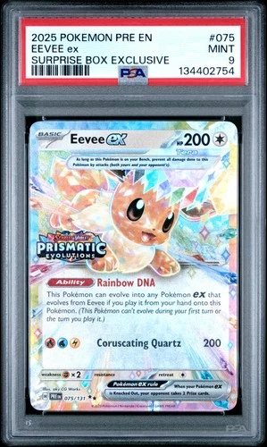 2025 POKEMON PRE EN-PRISMATIC EVOLUTIONS SURPRISE BOX EXCLUSIVE EEVEE EX PSA 9