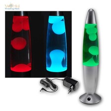 Lavaleuchte 34cm Silber, RGB LED Farbwechsel, Metallfuß Lavalampe Modern-Retro