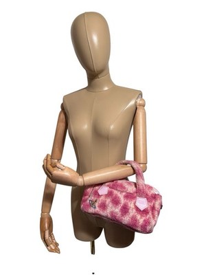 Vtg Vivienne Westwood Orb Logo Pink Leopard Terry Cloth Bag