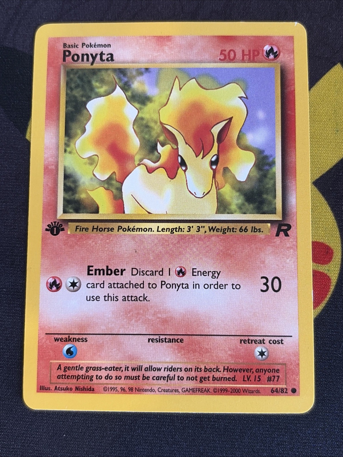 Pokemon TCG: Ponyta 64/82 Team Rocket 1st Edition WOTC - NM
