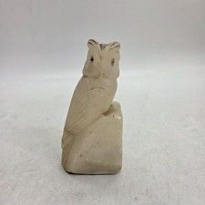 Vintage White Onyx Owl Figurine Alabaster Stone Bird Ornament Carving Soapstone