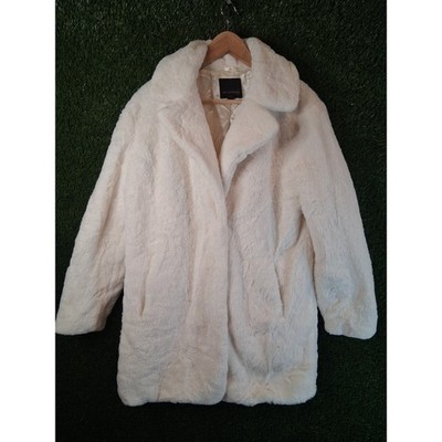 Weatherproof Faux Fur Teddy Coat Cream Ivory Size S Oversized Plush Jacket 32''