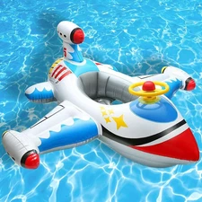 Baby Inflatable Pool Float Swimming Float Boat with Steering Wheel Horn for Kids