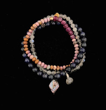 Set of Three Gemstone Stretch Bracelets