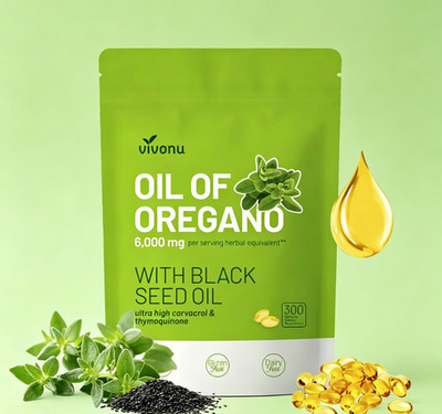 Oregano Oil 6000mg w/ Black Seed Oil Antioxidant Dietary Supplement 300 Capsules