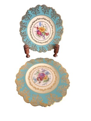 Paragon Bone China Queen Elizabeth Royal Warrant Tea Plates Turquoise Pair