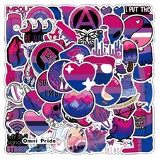 50 PCS Bi Sexual Pride Stickers LGBTQ+ Pride Month Decals Laptop Car Decoration