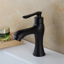 5.4" Matte Black Bathroom Basin Sink Cold Water Only Faucet Single Handle Taps